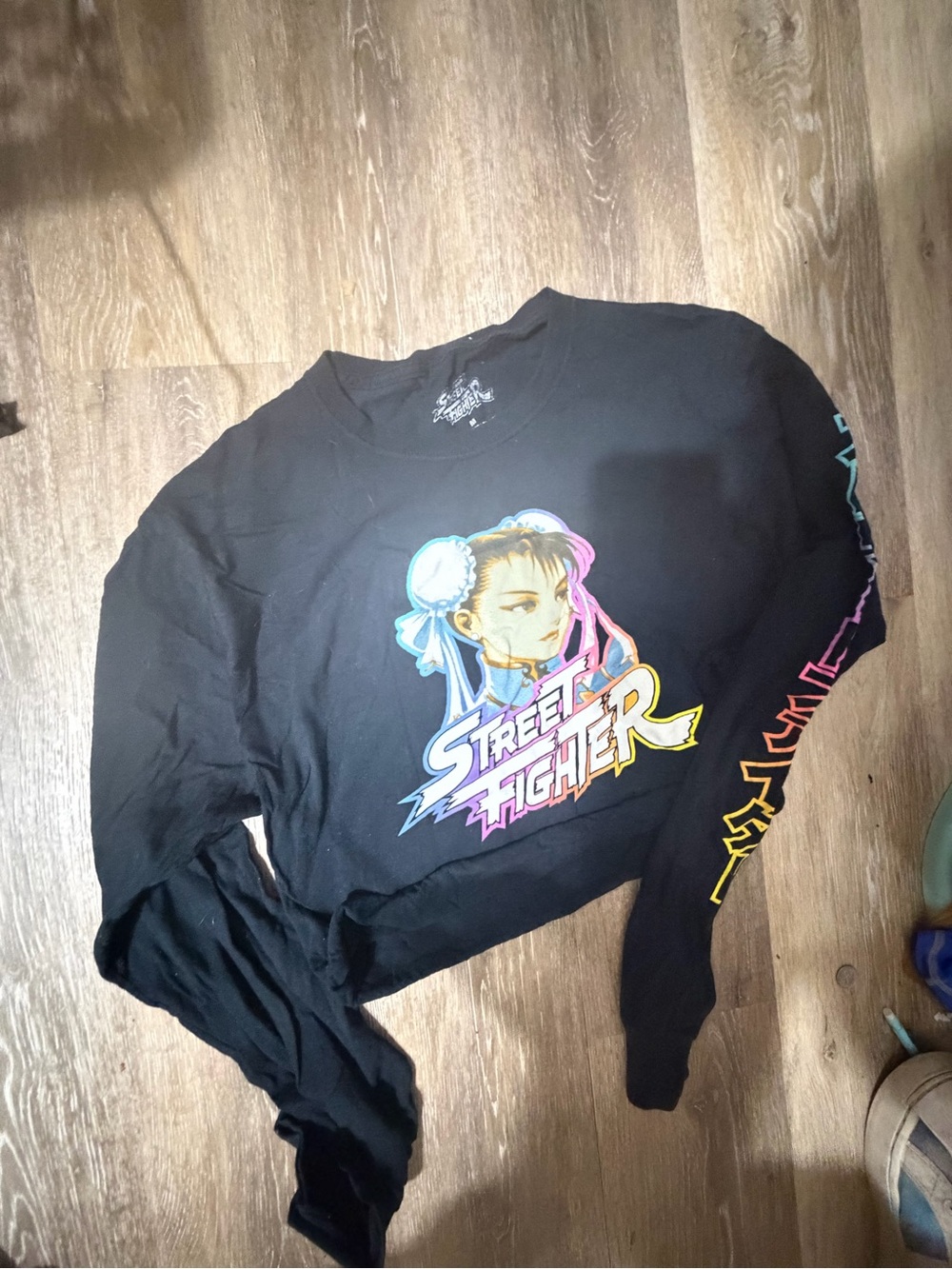 Street Fighter Black Graphic Long Sleeve Tee - Chun-Li Art